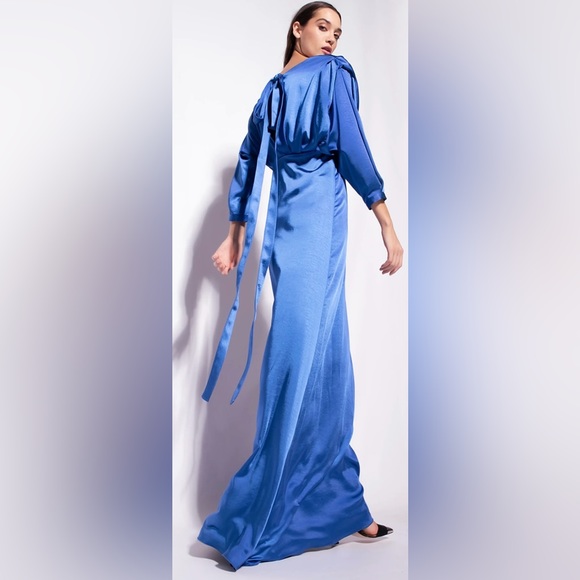 🦋Blue PINKO Satin Dress w/Bow 🦋 - Picture 2 of 6